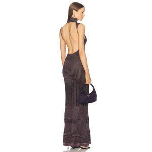 Missoni Lurex Sleeveless Long Dress in Black With Pink Base